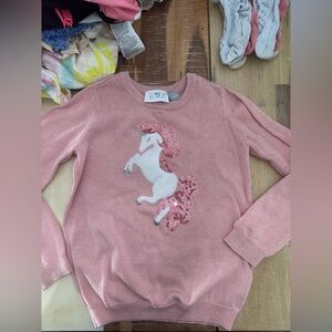 The Children's Place Pink Sweater with Sequin Unicorn